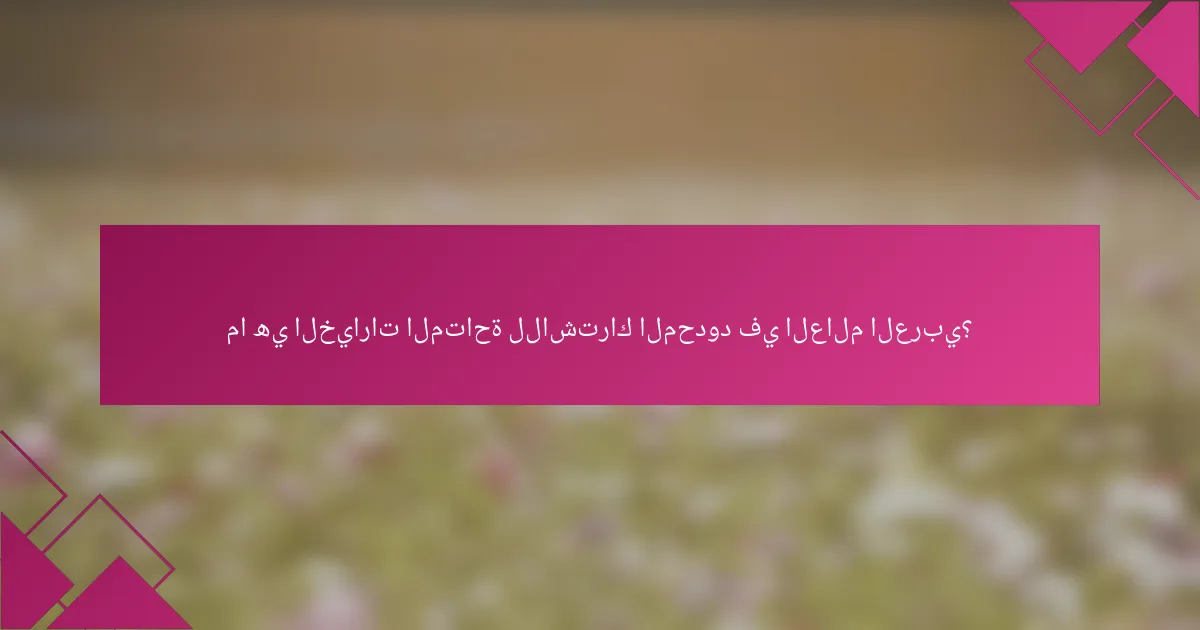 ما هي الخيارات المتاحة للاشتراك المحدود في العالم العربي؟
